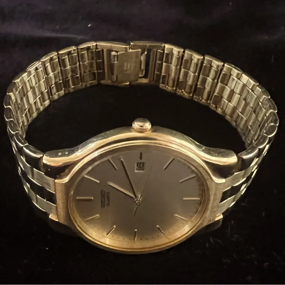 Vintage Seiko Dial Date, Water Resistant Gold Watch, Tested and Working - Picture 1 of 12